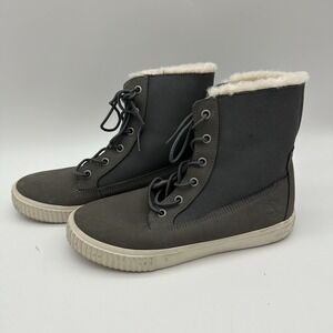 Timberland Women's Skyla Bay 6" Gray Faux Fur Fold Down Nubuck Boot US 7.5